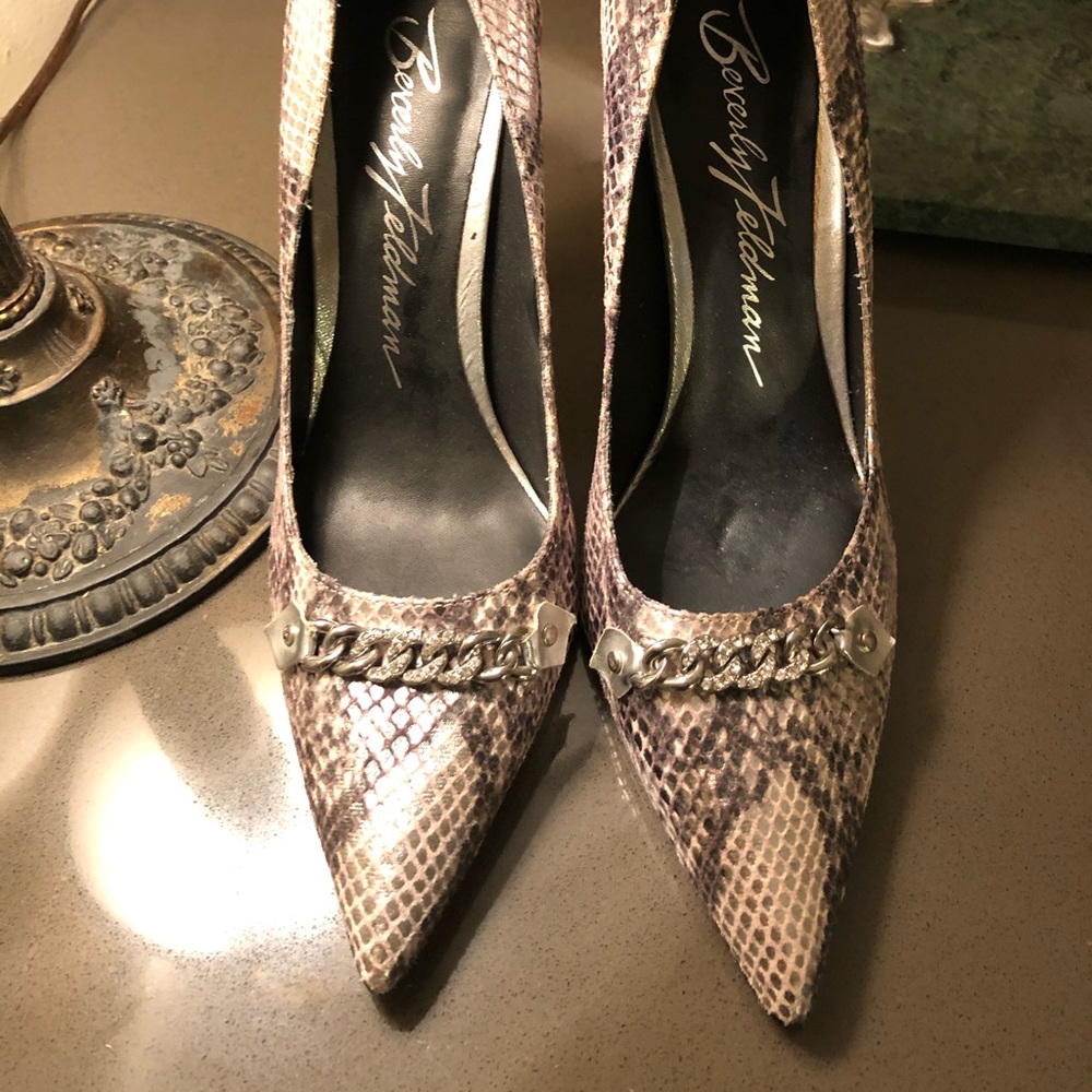 Beverly Feldman Snakeskin Pumps Size  8